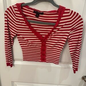 Betsey Johnson Red and White Striped Blouse